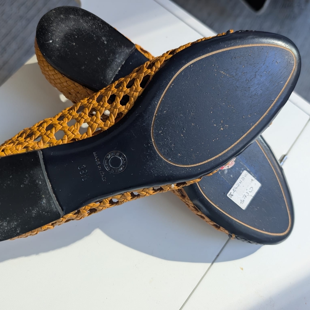 Dries Van Noten Woven Flats in Tan and Black - Picture 4 of 4